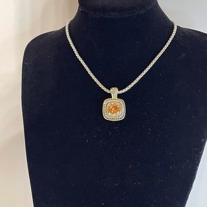 AMBER STAINLESS STEEL CABLE NECKLACE